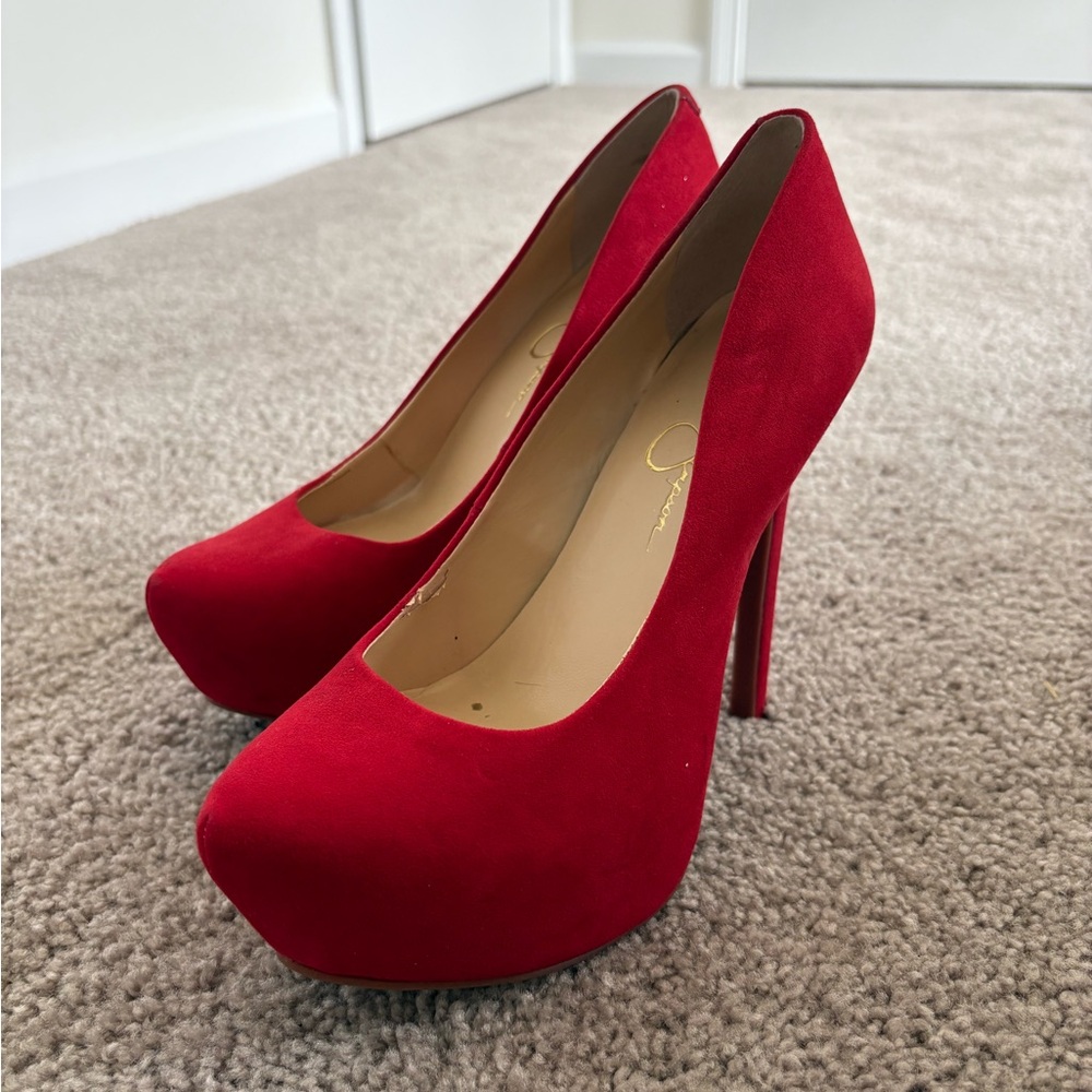 Red Stiletto Heels with Pointed Toe